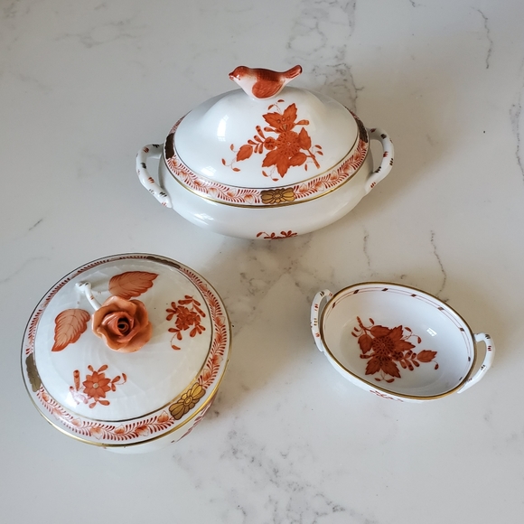 *SOLD* VTG Herend Rust Chinese Bouquet Cachepot - Picture 8 of 8